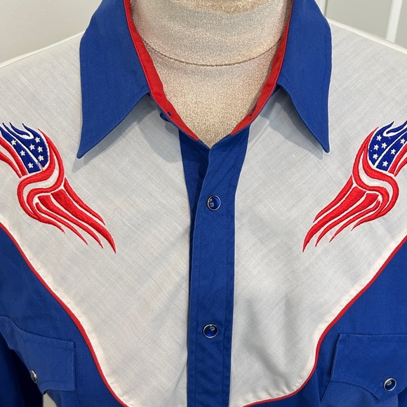 Vintage Ely Diamond Western Pearl Snap Emboidered Shirt | Size Large - Picture 6 of 13